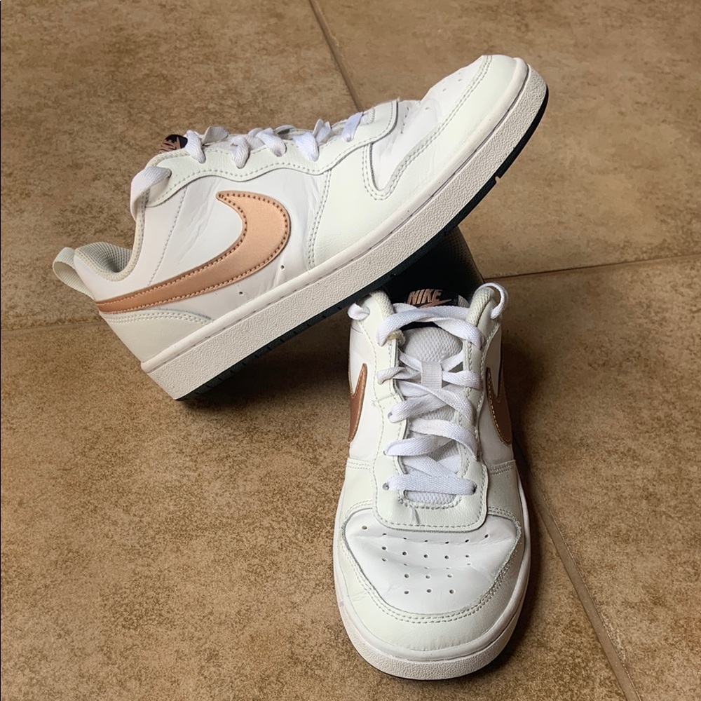 Nike White and Rose gold Sneakers
